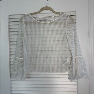 Babaton - White Sheer Bell Sleeve Blouse